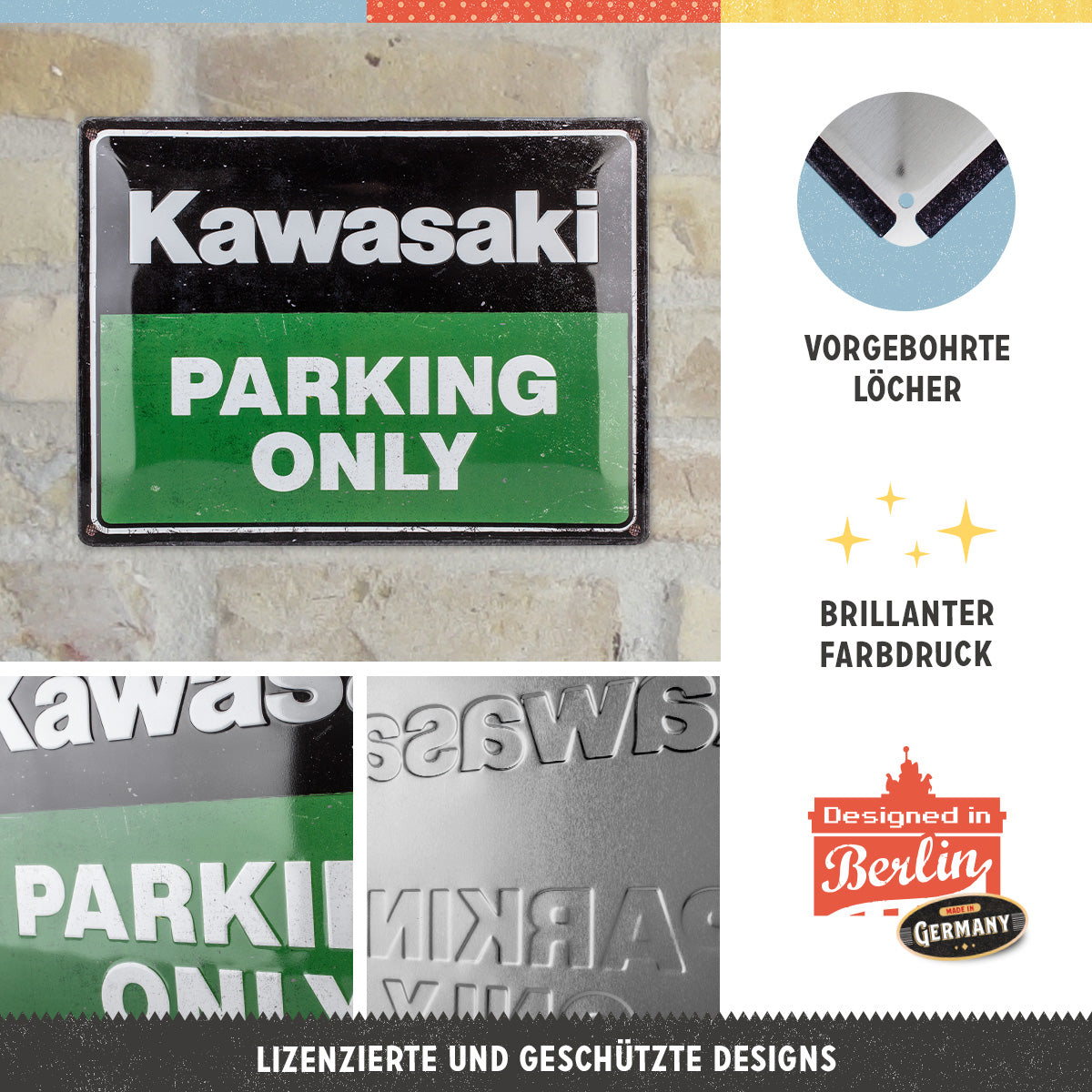 nostalgic-art-kawasaki-parking-only-green-targa-in-metallo-30x40-cm image 4