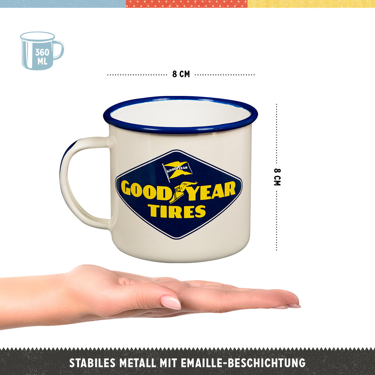 nostalgic-art-goodyear-logo-white-tazza-smaltata-in-acciaio-360-ml image 2