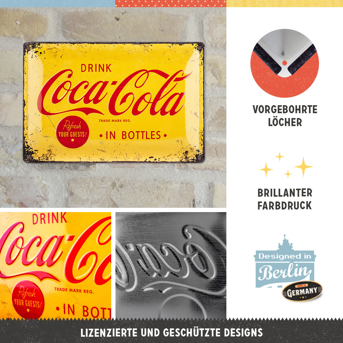 nostalgic-art-coca-cola-logo-yellow-targa-in-metallo-20x30-cm image 2