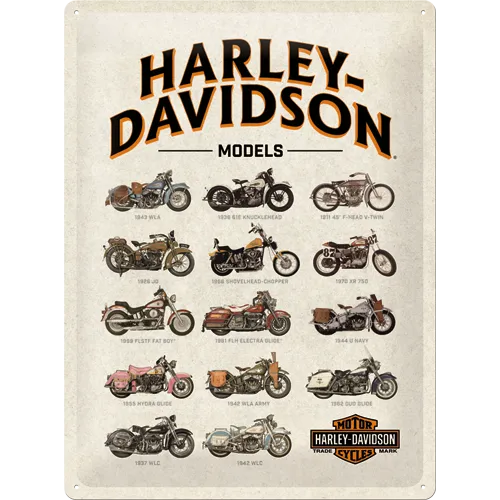 nostalgic-art-harley-davidson-model-chart-targa-in-metallo-30x40-cm image 1