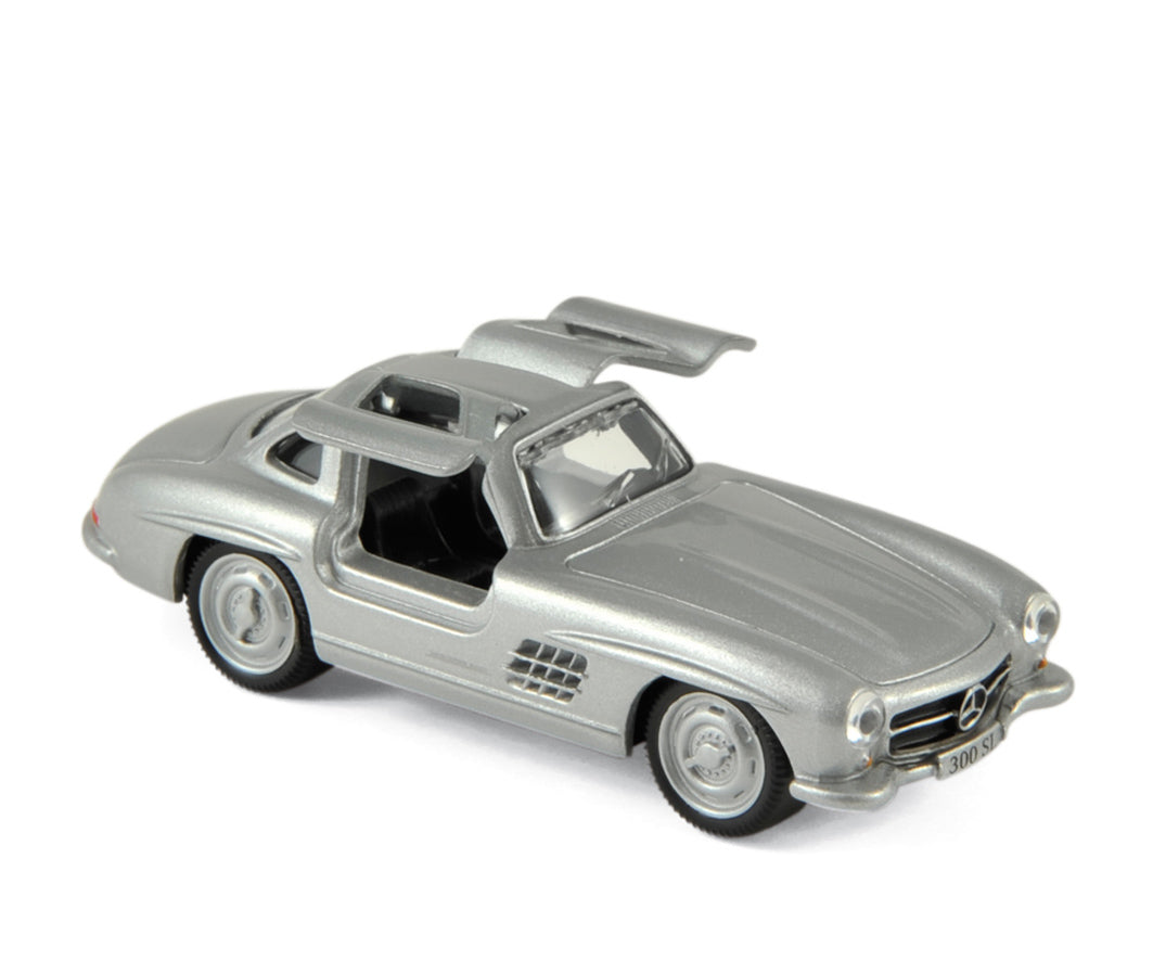 norev-mercedes-benz-300-sl-1955-silver-minijet-modellino-auto-1-64 image 1