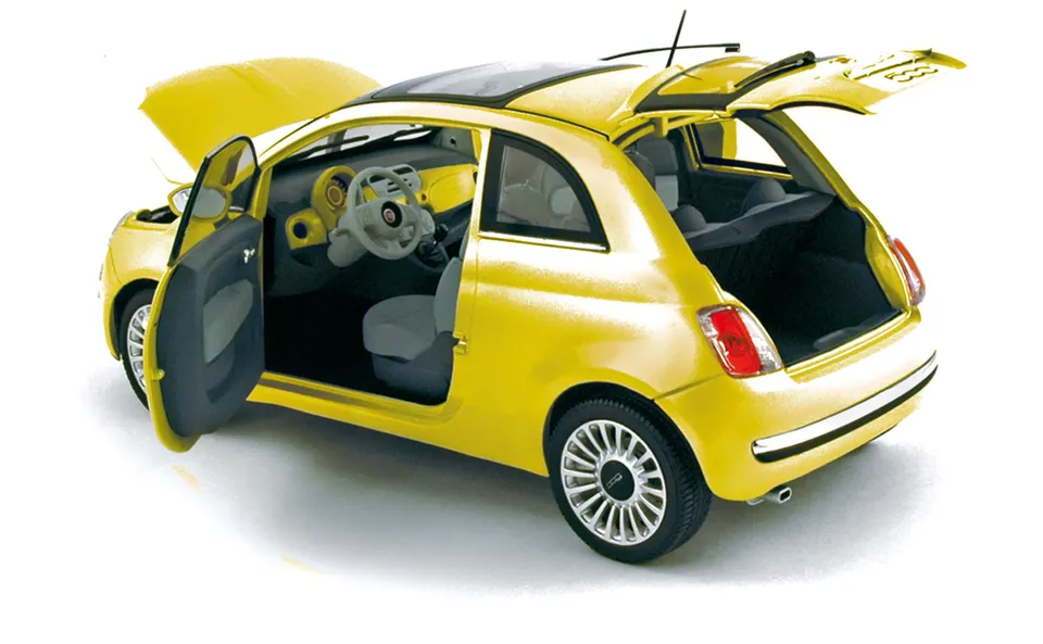norev-fiat-500-lounge-2007-yellow-1-18-modellino-die-cast image 1