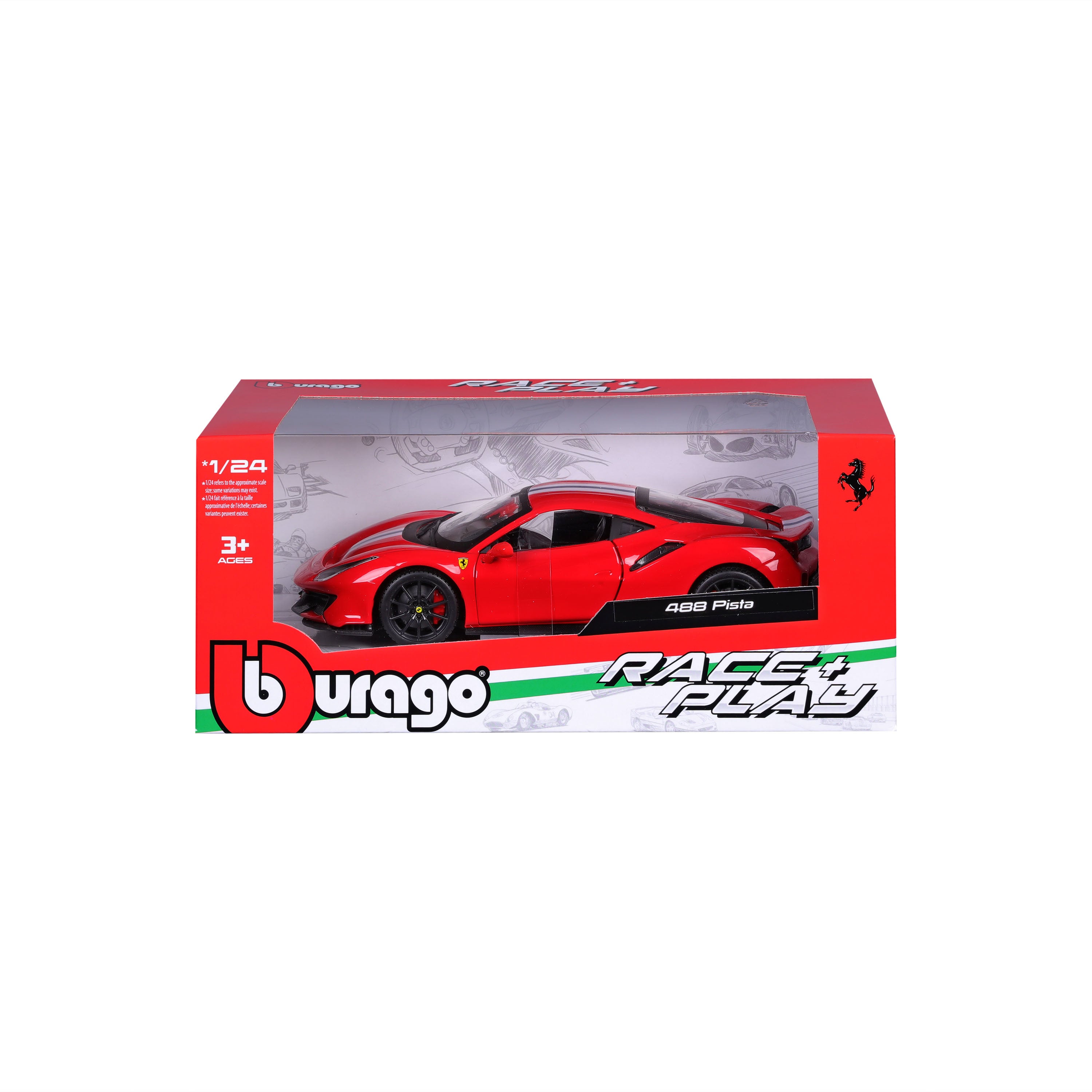 bburago-ferrari-488-pista-race-play-diecast-scala-1-24-rossa image 2