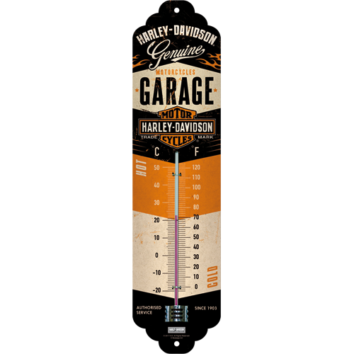 nostalgic-art-harley-davidson-garage-termometro-in-metallo-6-5x28-cm image 1