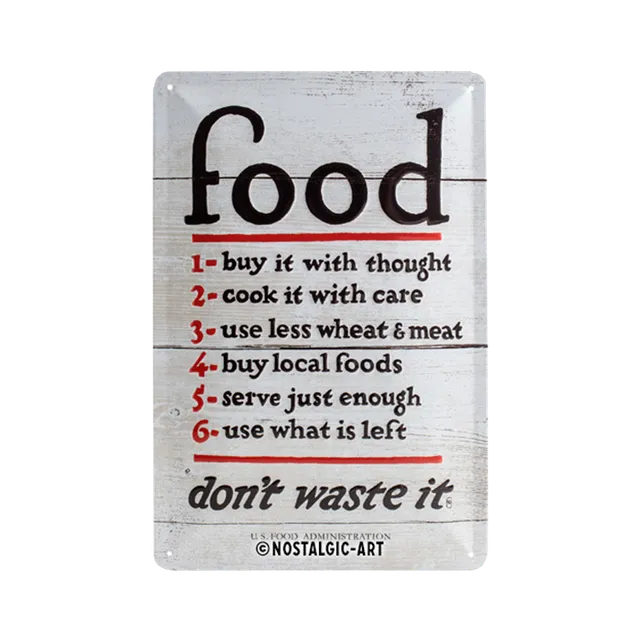nostalgic-art-food-don-t-waste-it-targa-in-metallo-20x30-cm image 1