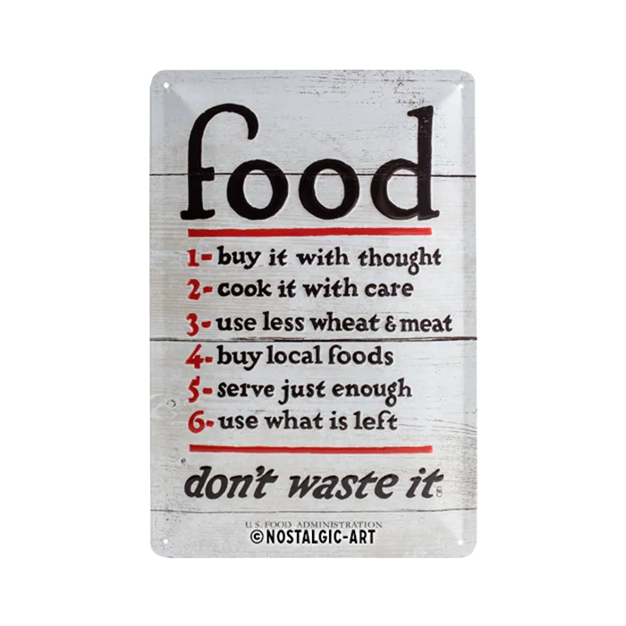 nostalgic-art-food-don-t-waste-it-targa-in-metallo-20x30-cm image 1