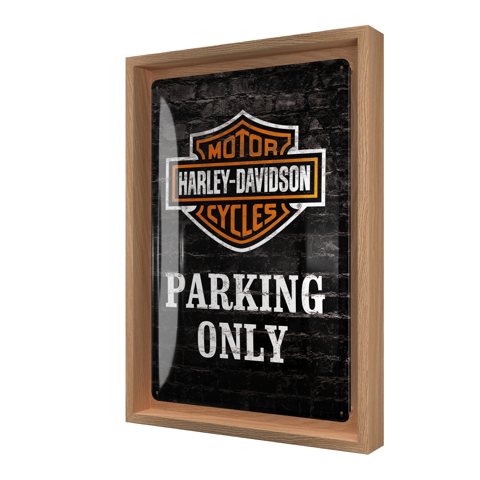 nostalgic-art-harley-davidson-parking-only-cornice-n-frame-m-edition-24x33-5-cm image 1