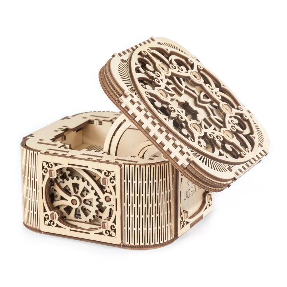ugears-treasure-box-scatola-meccanica-portagioie-in-legno-medium-gears image 1