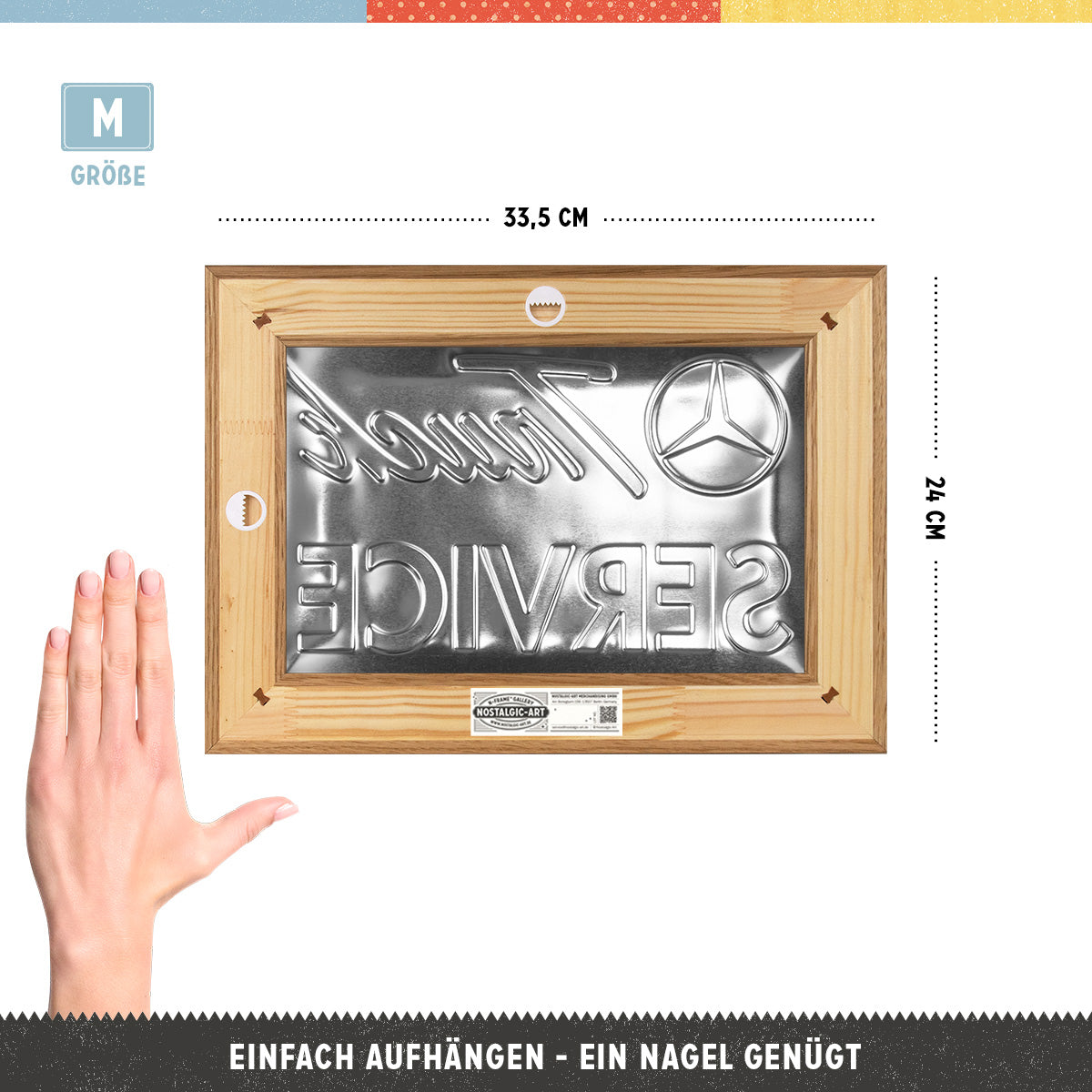nostalgic-art-daimler-truck-service-n-frame-m-edition-cornice-legno-targa image 2