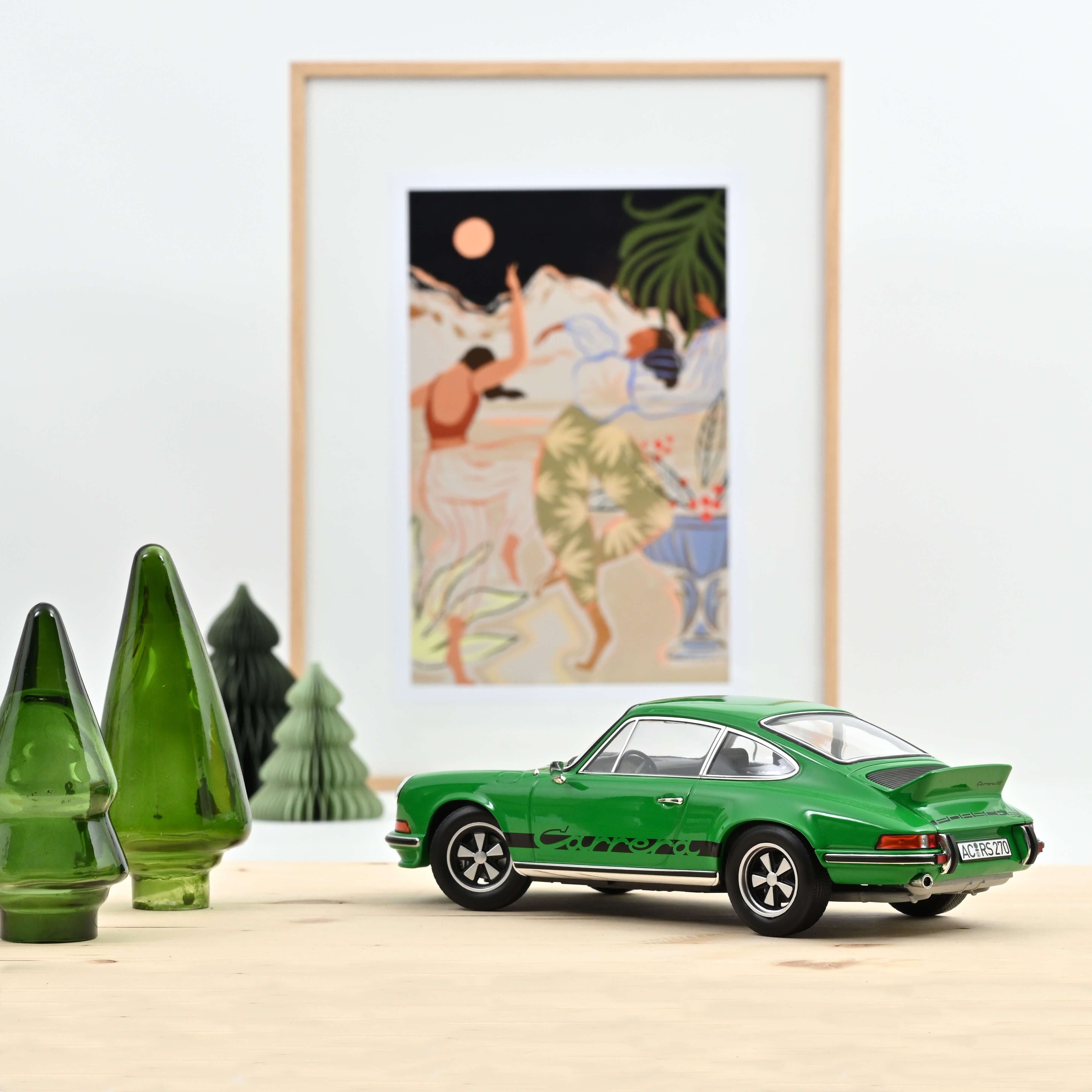 norev-porsche-911-carrera-rs-1973-modellino-auto-1-18-verde-con-nero-touring image 2