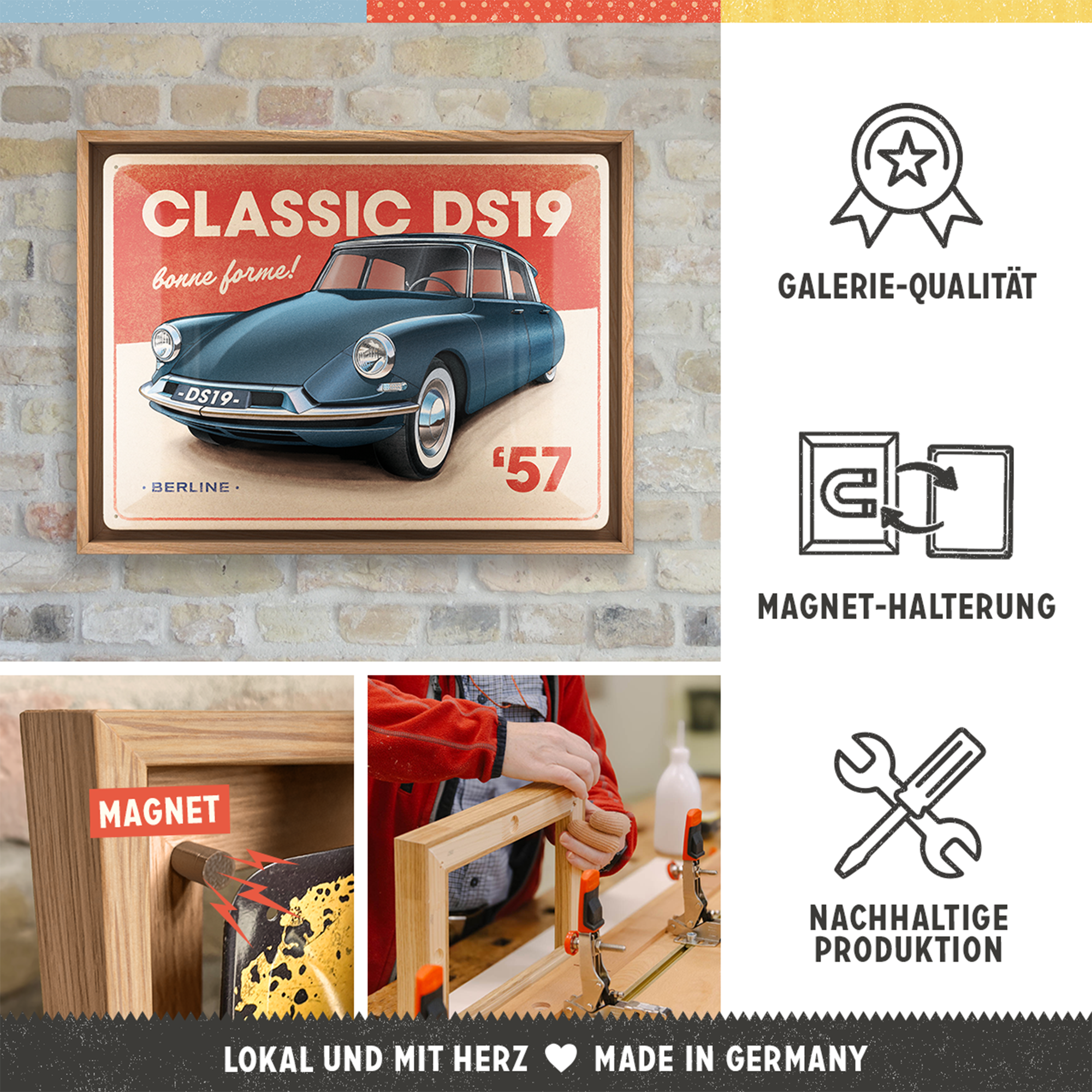 nostalgic-art-ds-classic-ds19-berline-n-frame-l-edition-targa-con-cornice-33-5-x image 3