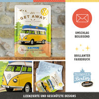 nostalgic-art-vw-bulli-let-s-get-away-cartolina-in-metallo-10x14-cm image 3