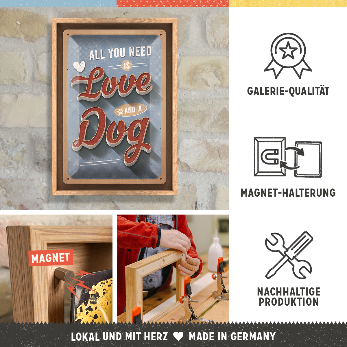 nostalgic-art-pfotenschild-love-dog-n-frame-m-edition-targa-con-cornice-24x33-5- image 3