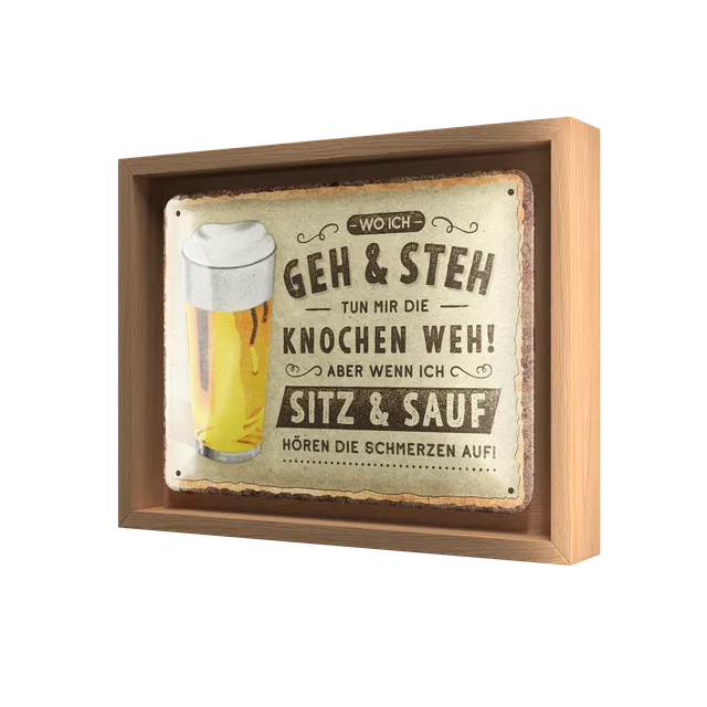 nostalgic-art-wo-ich-geh-und-steh-bier-n-frame-s-edition-targa-in-metallo-con-co image 1