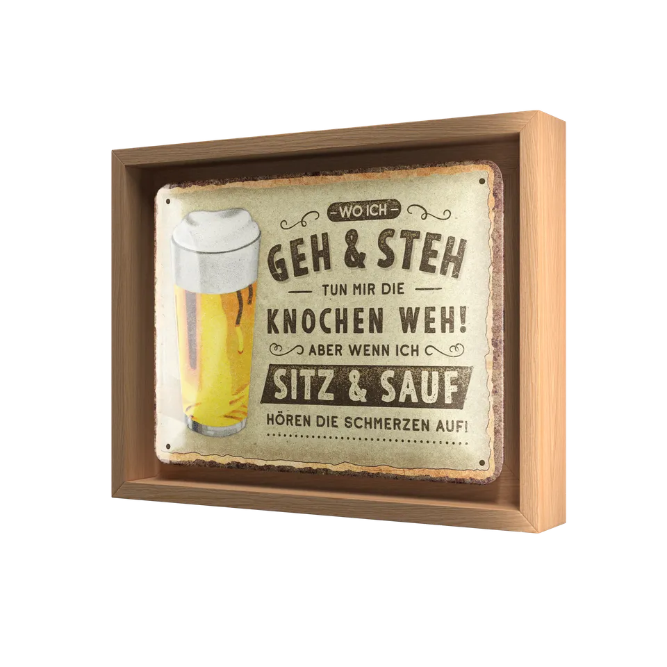 nostalgic-art-wo-ich-geh-und-steh-bier-n-frame-s-edition-targa-in-metallo-con-co image 1