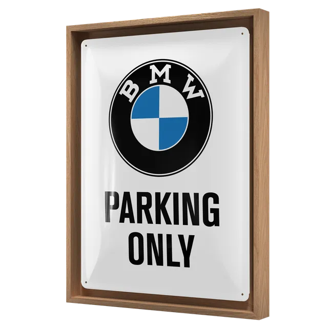 nostalgic-art-bmw-parking-only-white-insegna-n-frame-l-33-5x44-cm image 1
