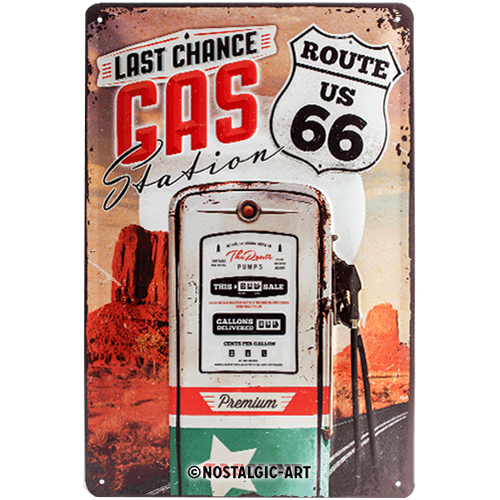 nostalgic-art-route-66-gas-station-targa-in-metallo-20x30-cm-2 image 1