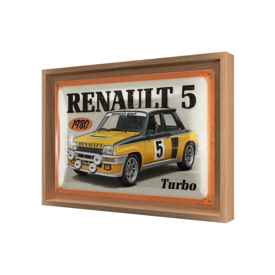 nostalgic-art-renault-r5-turbo-1980-n-frame-m-edition-insegna-metallo-con-cornic image 1