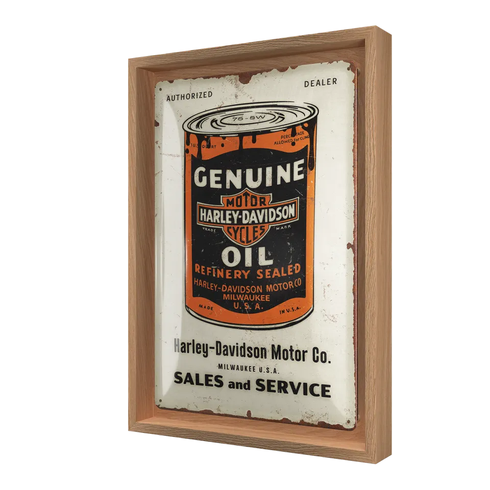 nostalgic-art-harley-davidson-genuine-oil-can-n-frame-m-edition-con-cornice-in-l image 1