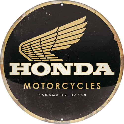 nostalgic-art-honda-mc-motorcycles-gold-targa-rotonda-in-metallo-35-cm-2 image 1