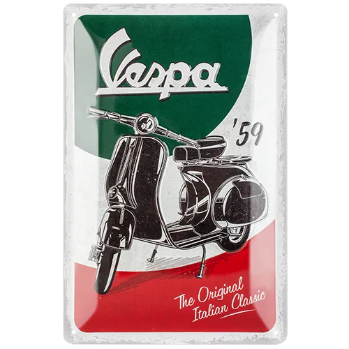 nostalgic-art-vespa-the-italian-classic-targa-in-metallo-20x30-cm-2 image 1