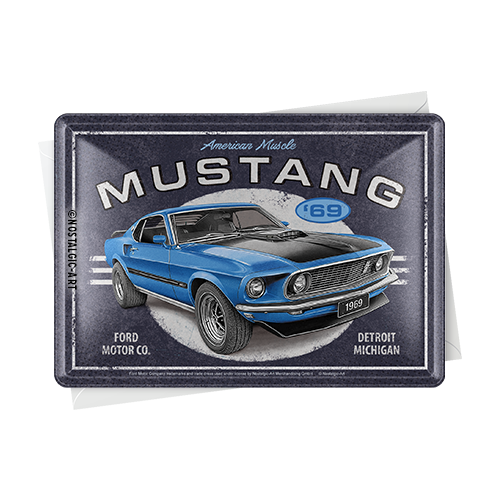 nostalgic-art-ford-mustang-1969-mach-1-blue-metal-card-10x14-cm-2 image 2