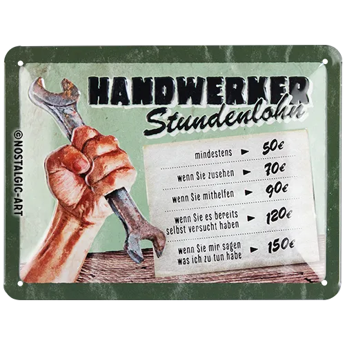nostalgic-art-handwerker-stundenlohn-targa-in-metallo-15x20-cm image 1