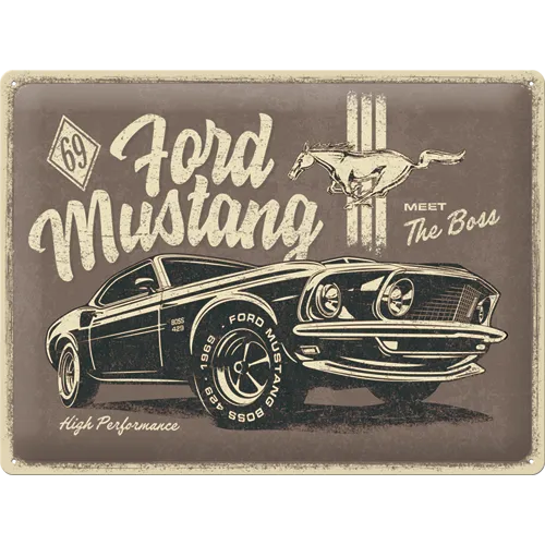 nostalgic-art-ford-mustang-the-boss-targa-in-metallo-30x40-cm image 1