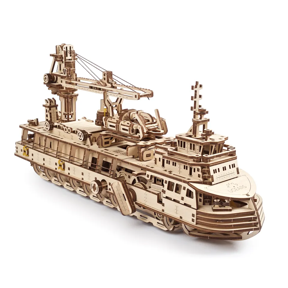 ugears-research-vessel-modello-meccanico-in-legno-3d-nave-da-ricerca image 1