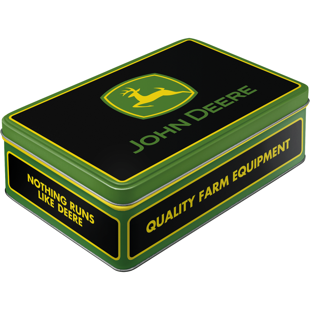 nostalgic-art-john-deere-farm-equipment-logo-black-scatola-in-latta-2-5-l image 1