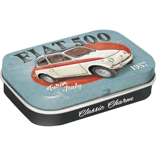 nostalgic-art-fiat-500-turin-italy-scatola-metallo-con-mentine-6x4-cm image 1