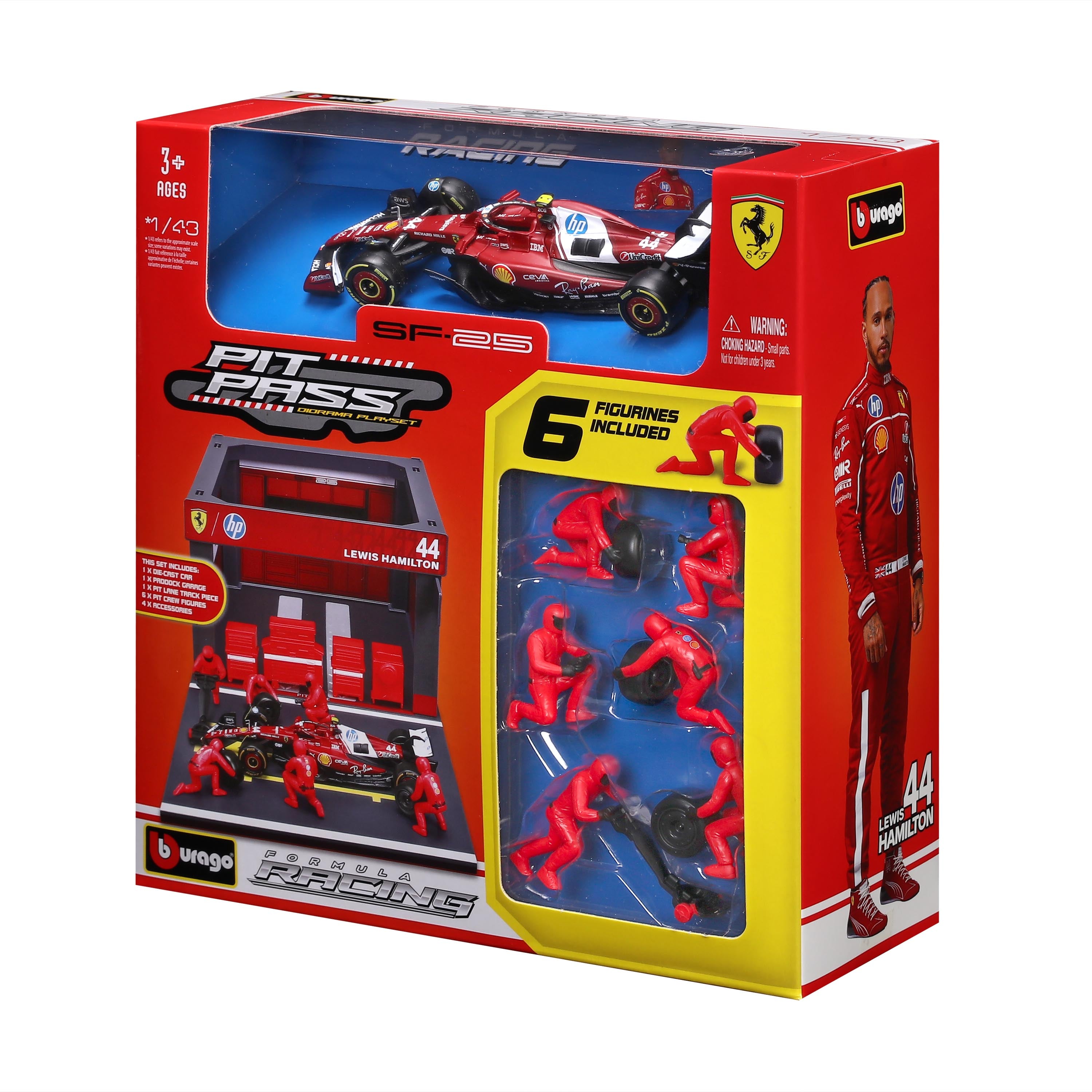 bburago-pit-stop-ferrari-sf-25-44-lewis-hamilton-playset-diorama-f1-con-auto-1-4 image 6