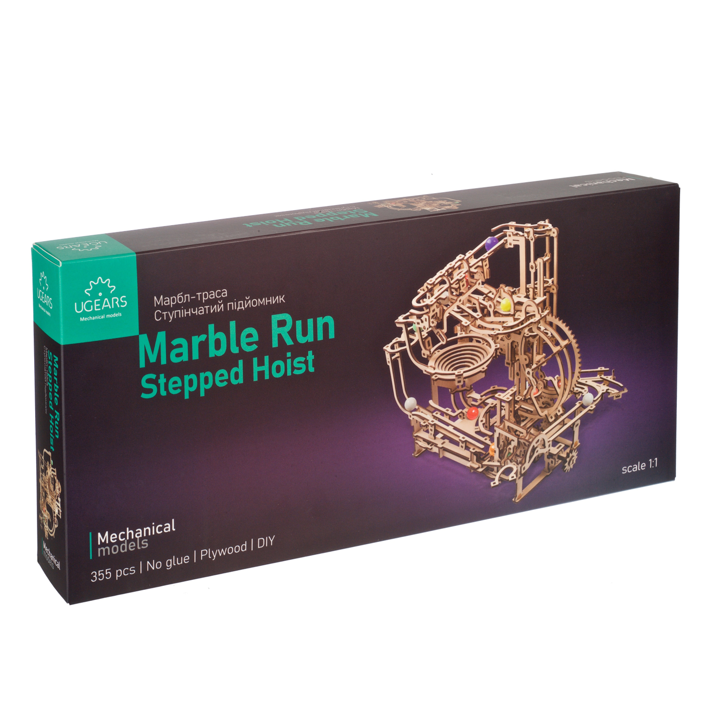 ugears-marble-run-stepped-hoist-percorso-biglie-in-legno-con-sollevatore-a-3-gra image 5