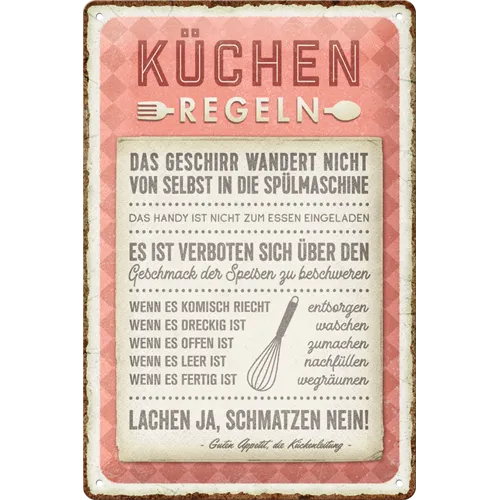 nostalgic-art-k-chen-regeln-targa-metallo-20x30-cm image 1