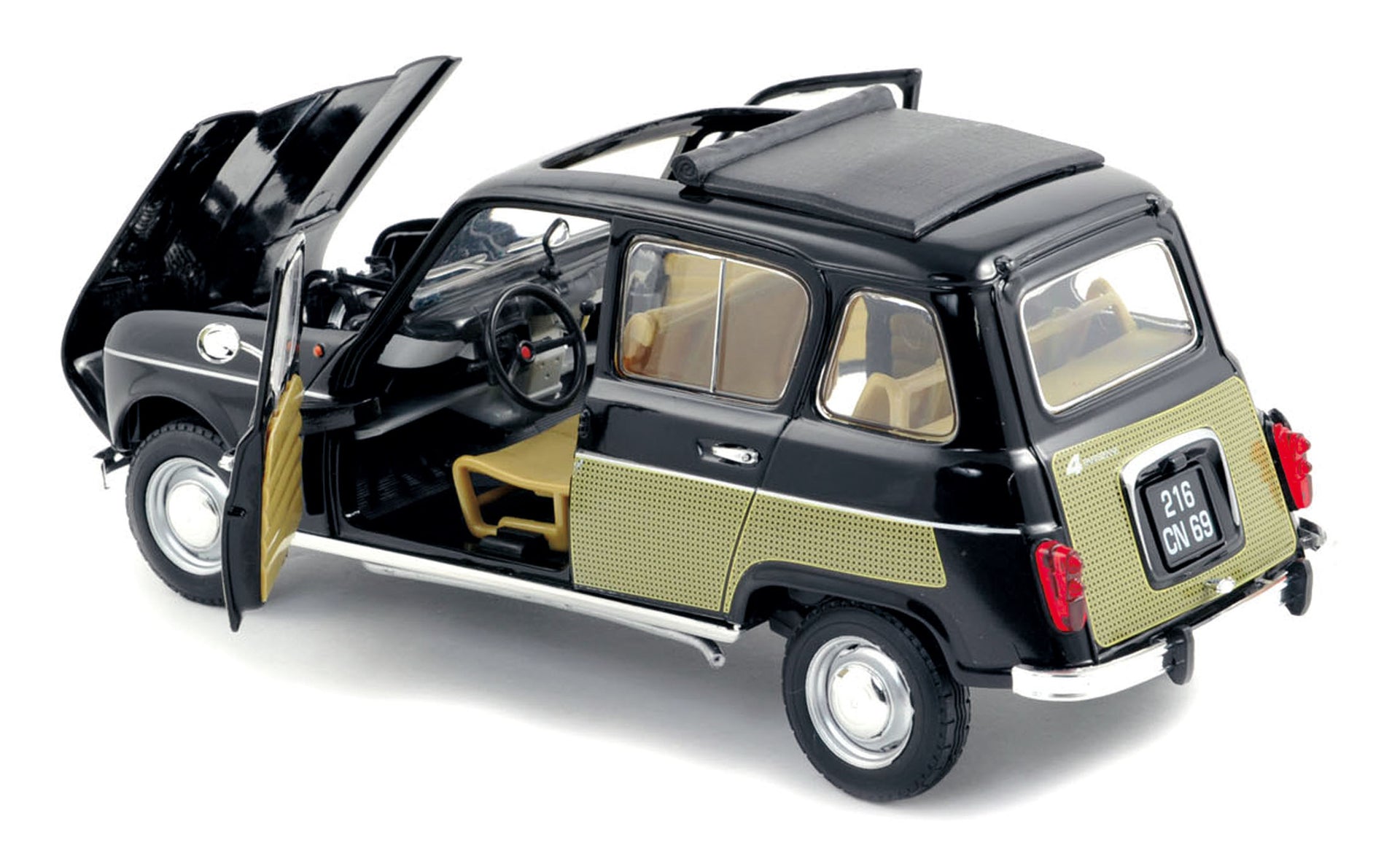 norev-renault-4l-parisienne-1963-modellino-auto-1-18-nero-e-giallo image 1