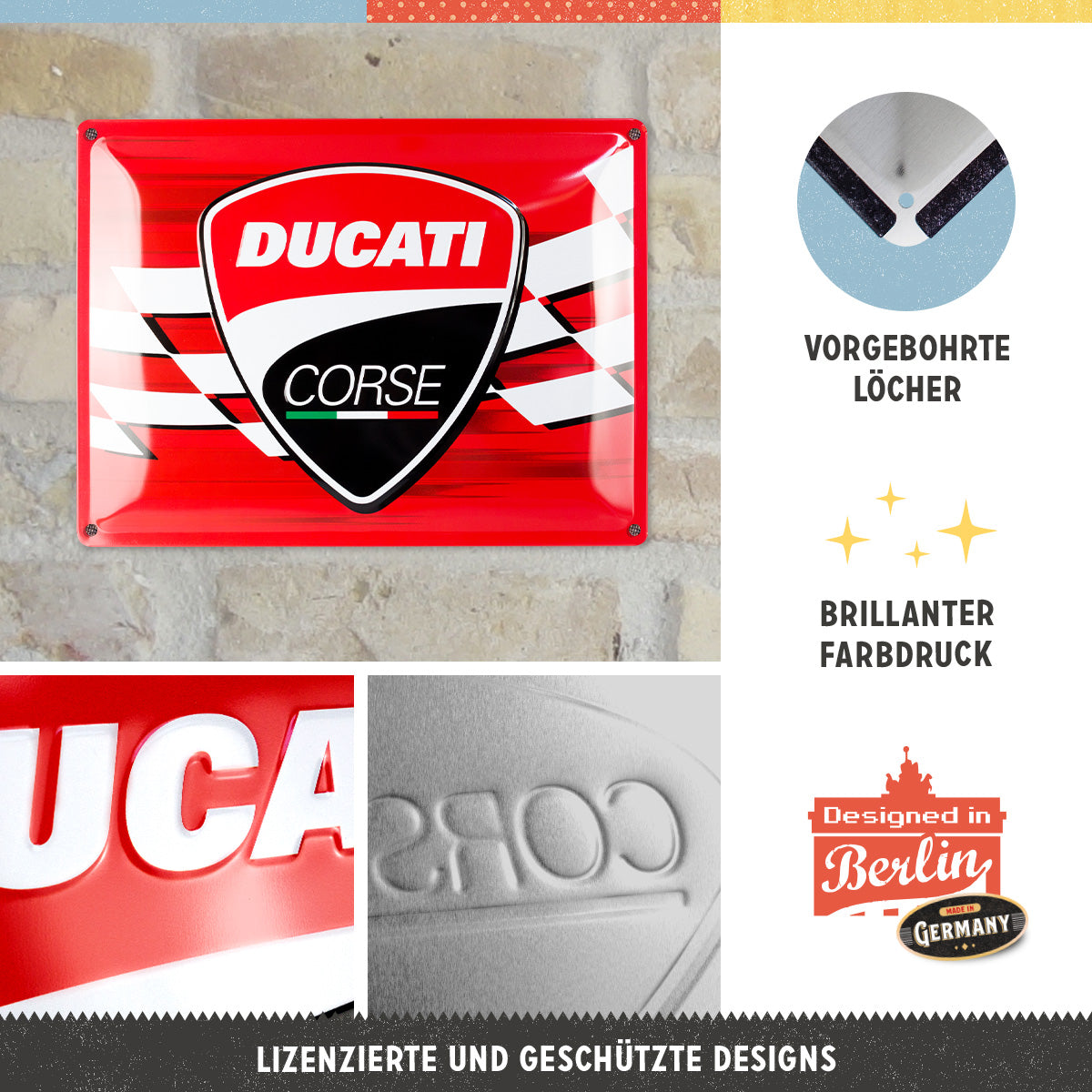 nostalgic-art-ducati-corse-logo-racing-flag-targa-metallo-30x40-cm image 4