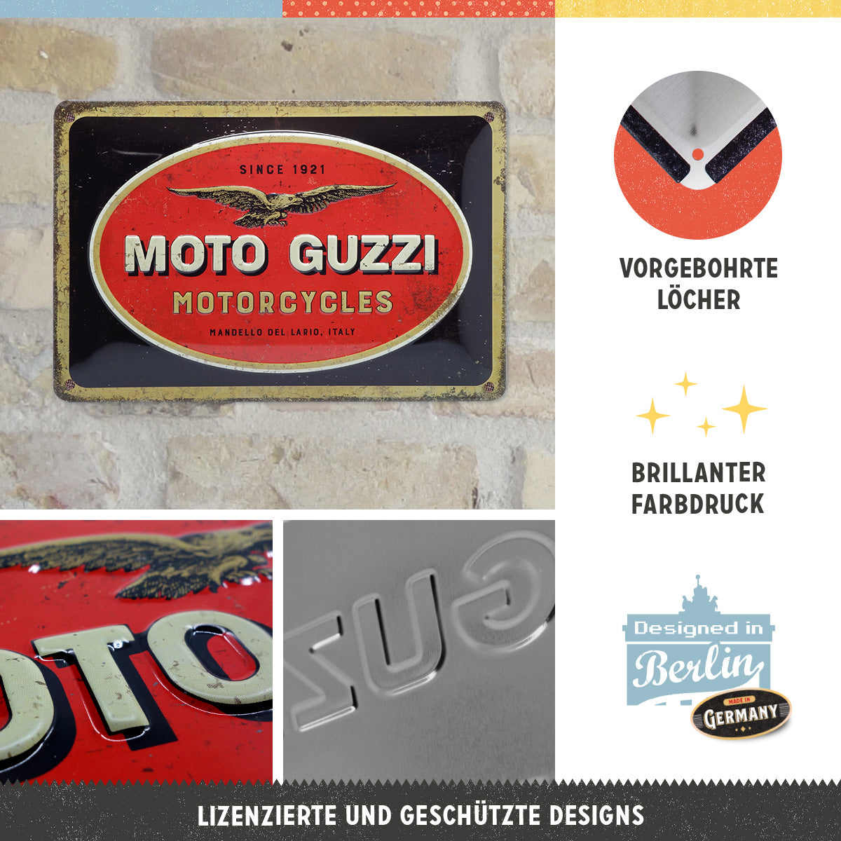 moto-guzzi-logo-motorcycles-targa-in-metallo-nostalgic-art-20x30-cm image 2