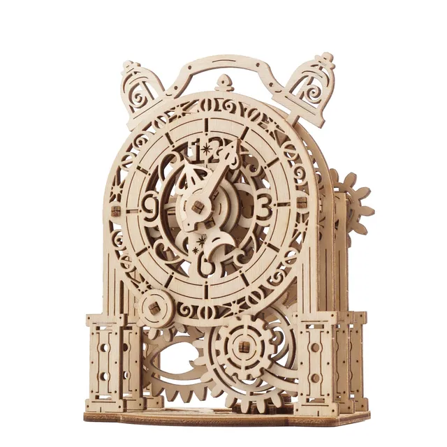 ugears-vintage-alarm-clock-modello-meccanico-sveglia-vintage-in-legno image 1