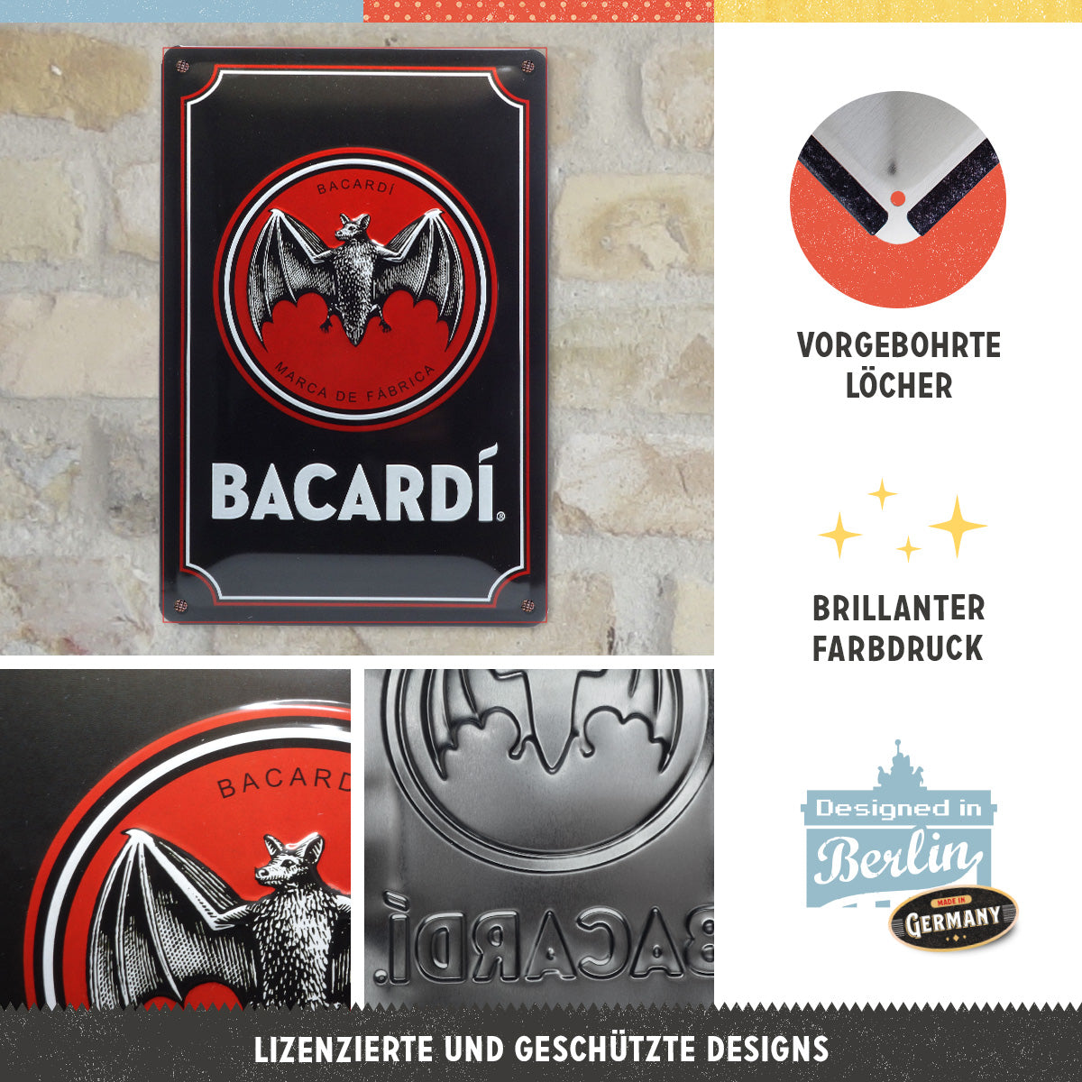 nostalgic-art-bacardi-logo-black-targa-metallo-20x30-cm image 2