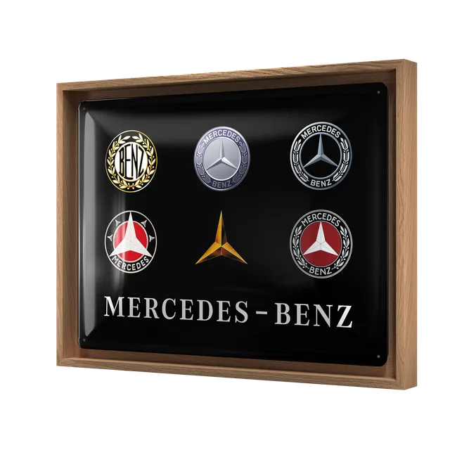 nostalgic-art-mercedes-benz-logo-evolution-cornice-n-frame-l-33-5x44-cm image 1