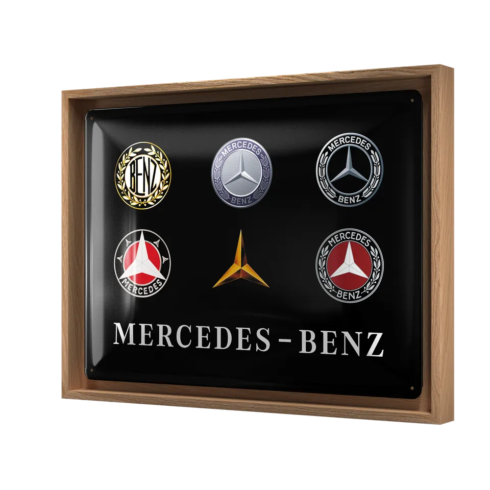 nostalgic-art-mercedes-benz-logo-evolution-cornice-n-frame-l-33-5x44-cm image 1