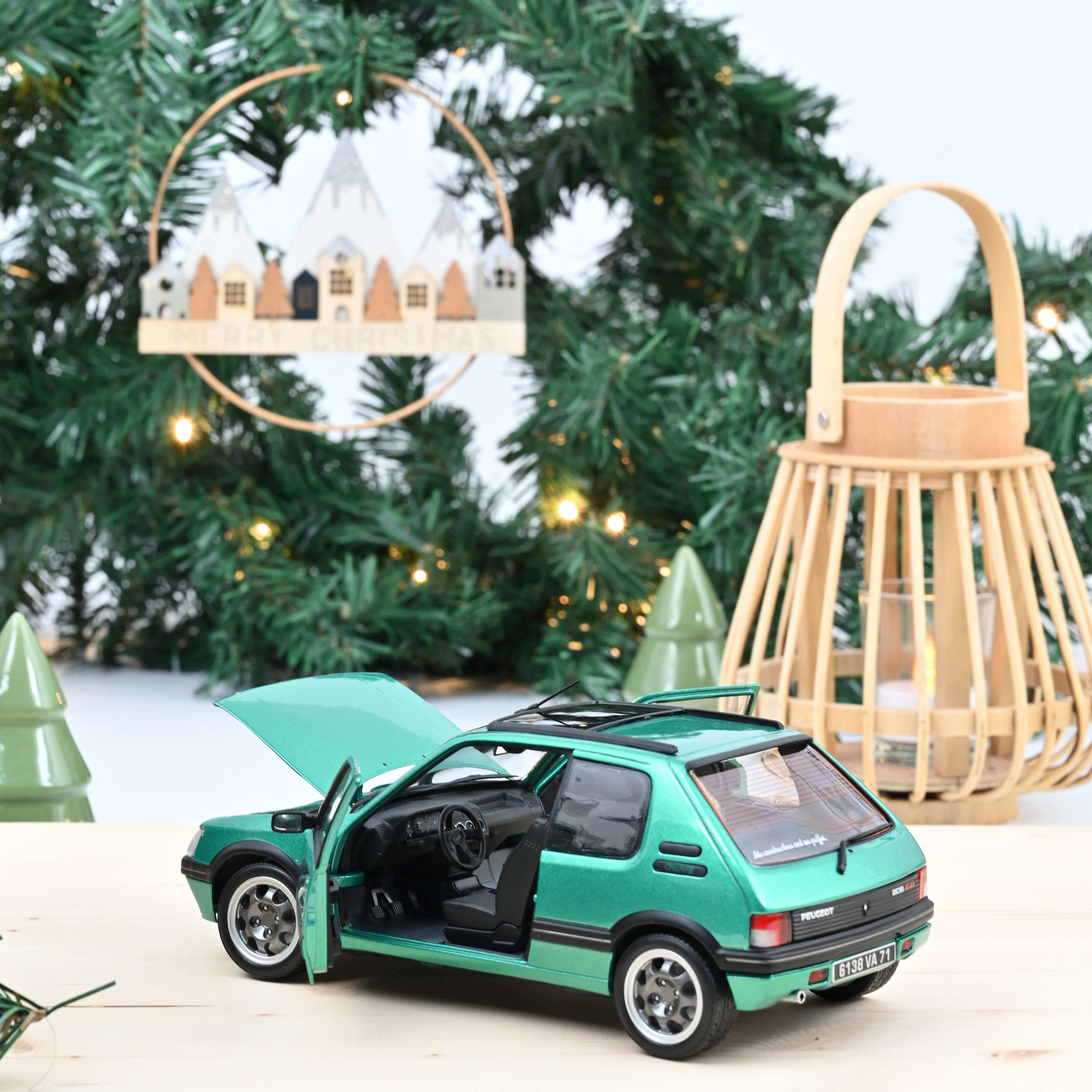 norev-peugeot-205-gti-griffe-1991-modellino-auto-1-18-verde-con-tetto-apribile image 2