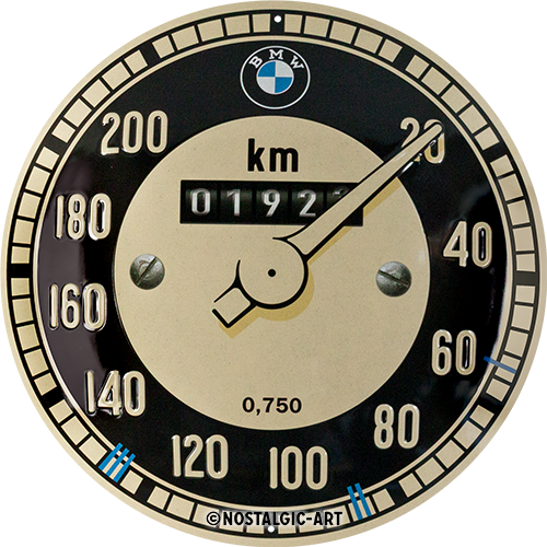 nostalgic-art-bmw-tachometer-targa-rotonda-in-metallo-35-cm image 1
