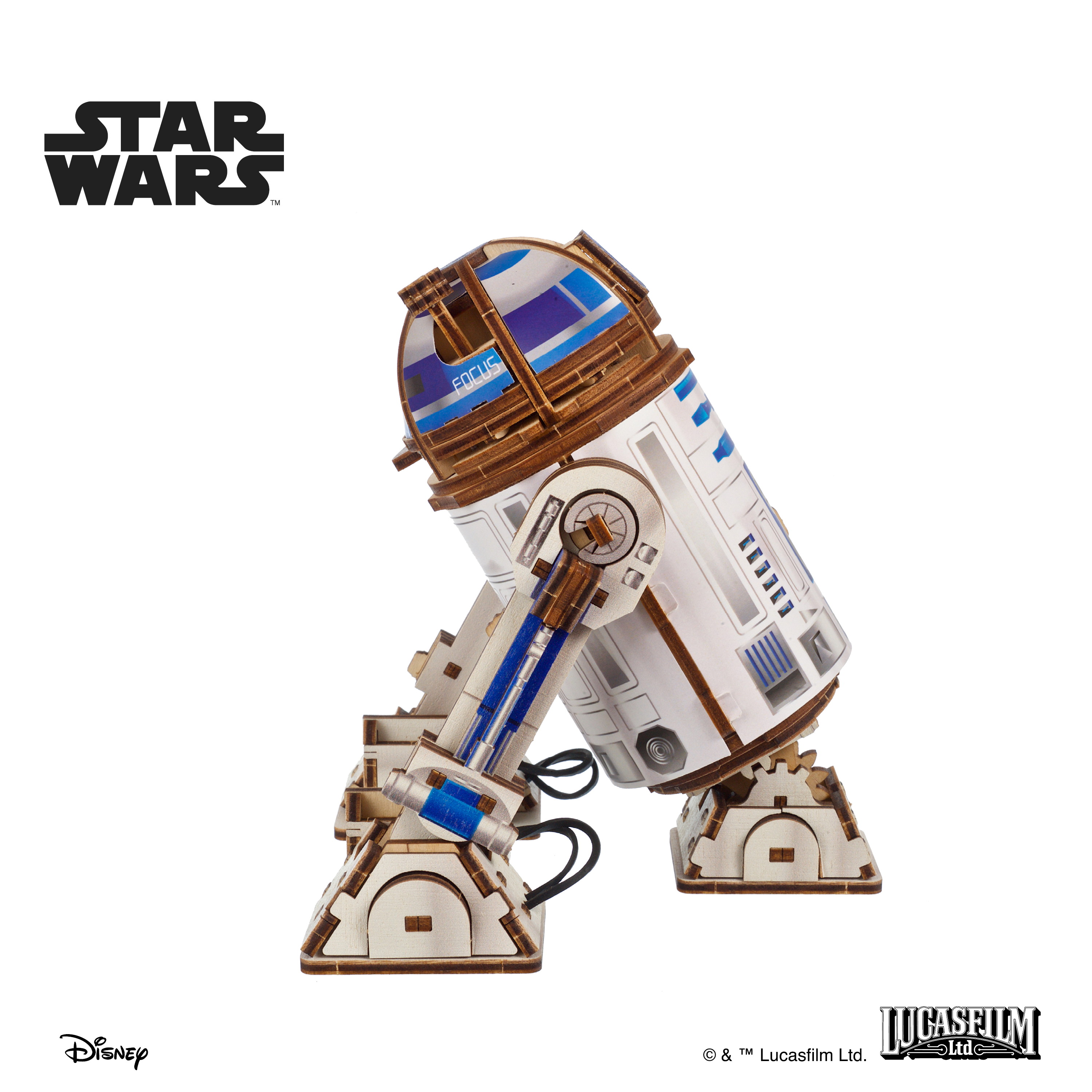 ugears-r2-d2-star-wars-modellino-3d-in-legno-colorato-con-led image 3