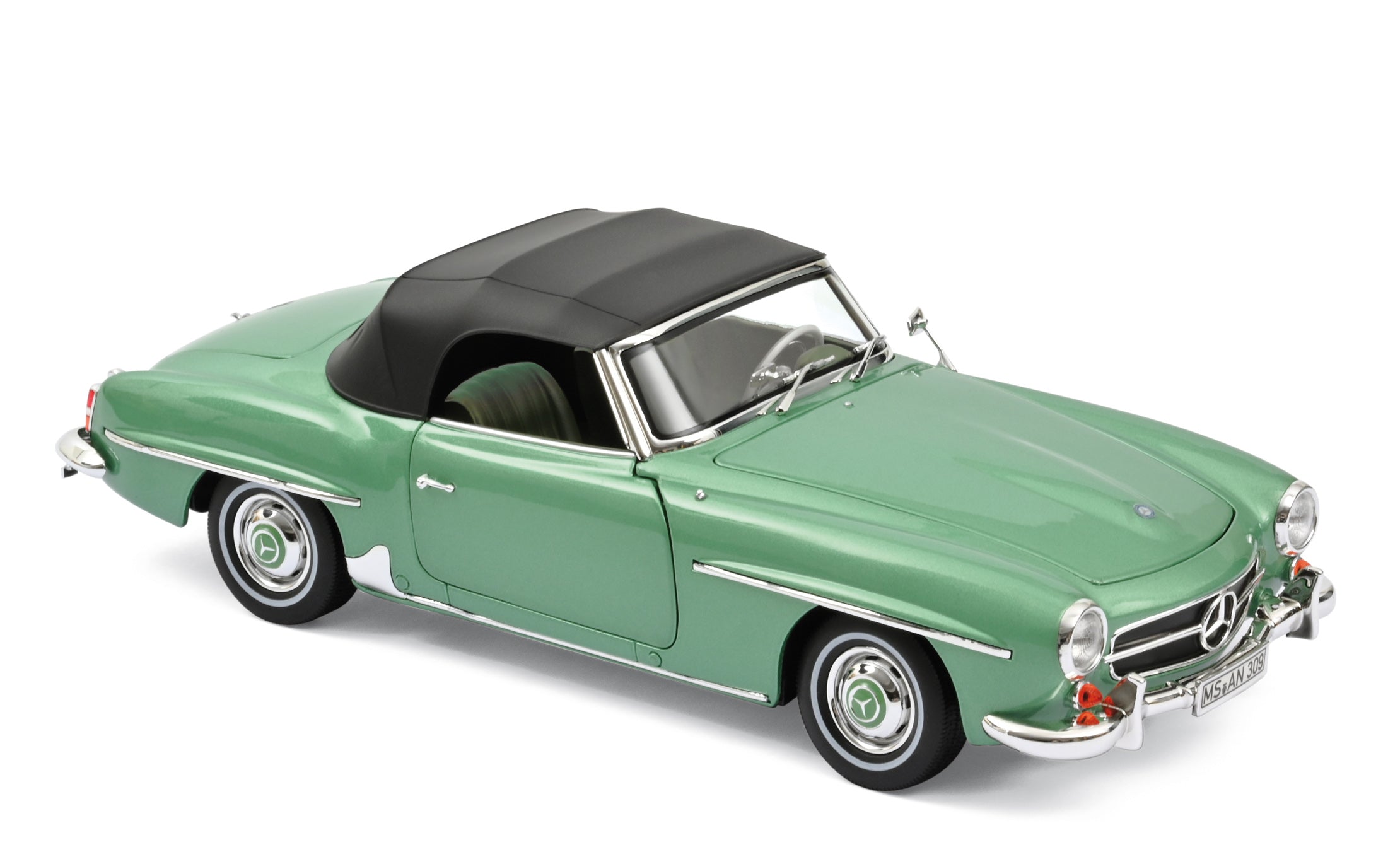 norev-mercedes-benz-190-sl-1957-verde-chiaro-metallizzato-1-18-modellino-cabrio image 1