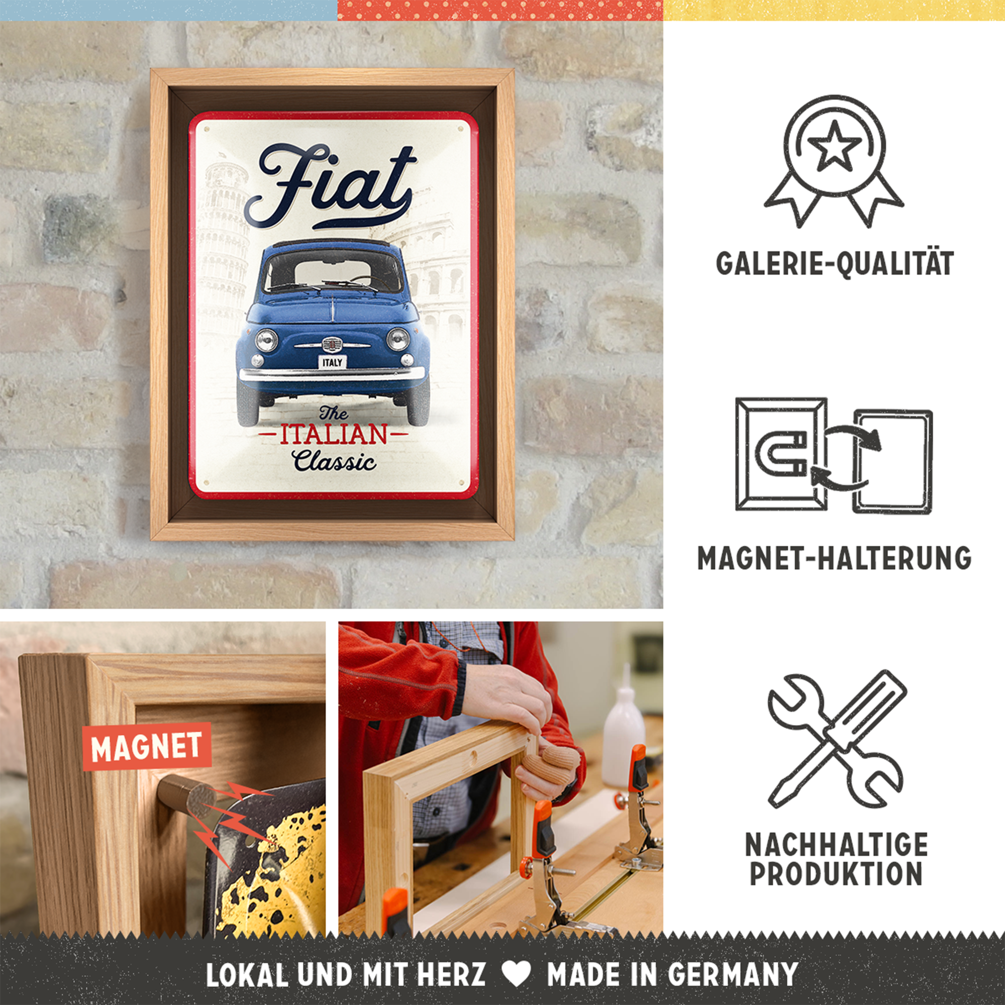 nostalgic-art-fiat-500-the-italian-classic-cornice-n-frame-s-18-5x24-cm-con-targ image 3