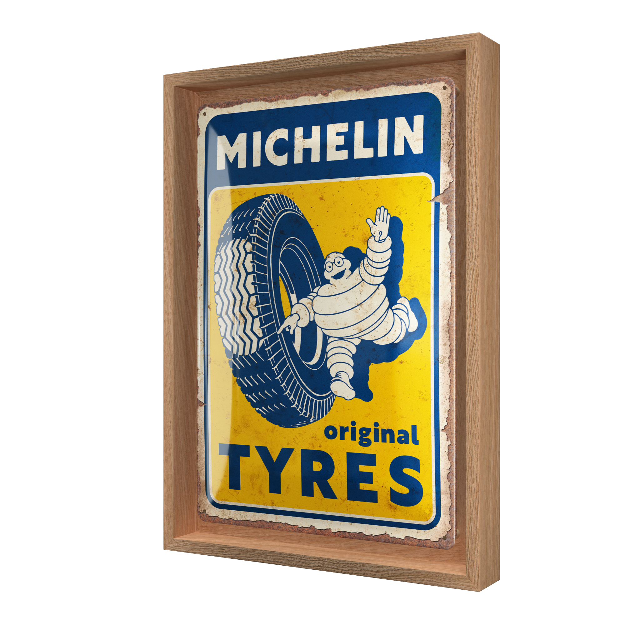 nostalgic-art-michelin-original-tyres-n-frame-m-edition-con-cornice-rovere-24x33 image 1