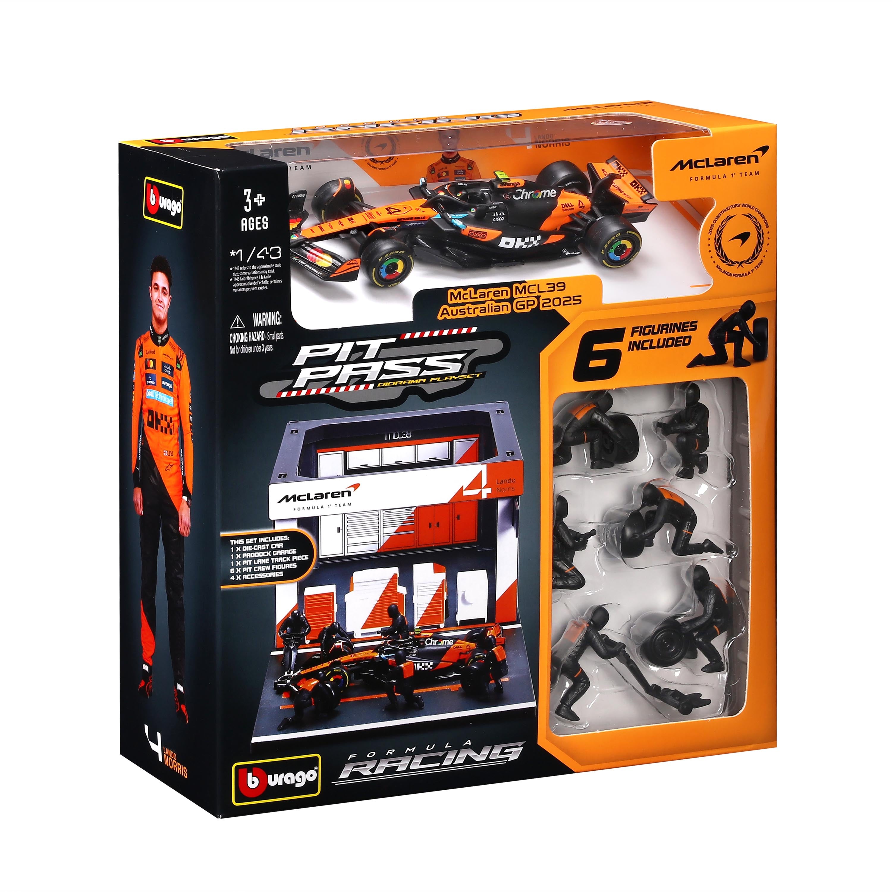 bburago-pit-stop-mclaren-mcl39-2025-4-norris-1-43-playset-diorama-f1 image 2