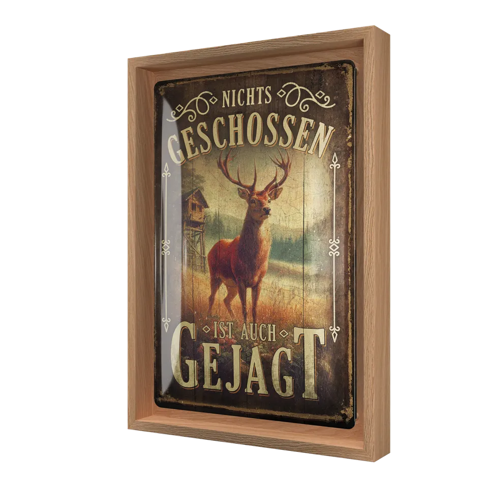 nostalgic-art-nichts-geschossen-ist-auch-gejagt-targa-con-cornice-n-frame-m image 1