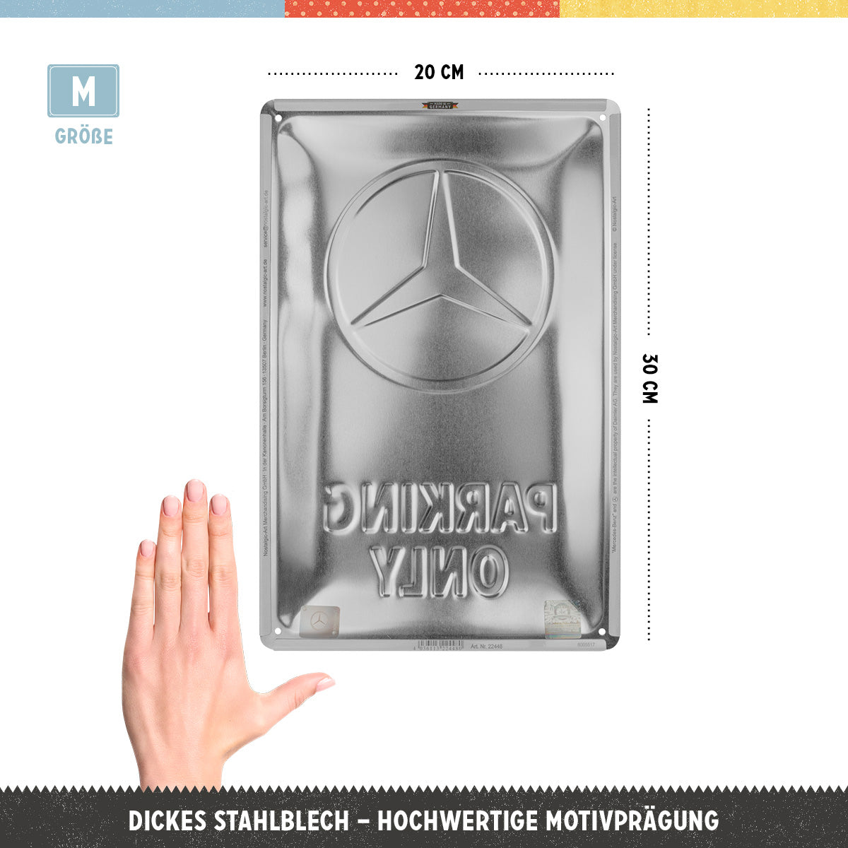 nostalgic-art-mercedes-benz-parking-only-grey-targa-in-metallo-20x30-cm image 3